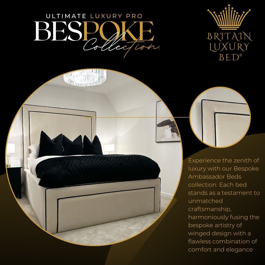 Windermere Luxury Piping 18'' Sides Opulent Bed - Elegance Defined in Ultimate Luxury Pro Series
