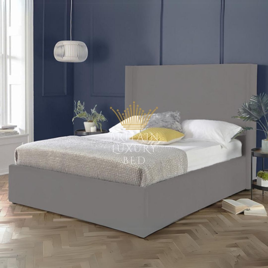 Plain Wing Upholstered Ottoman Bed